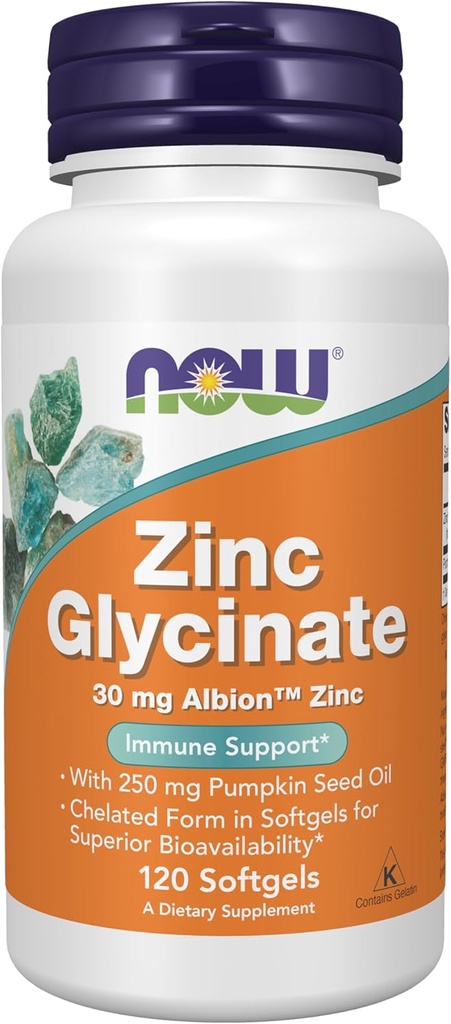ZINC GLYCINATE 30 MG 120 SOFTGELS NOW