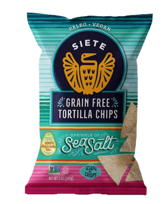TORTILLA CHIPS SEA SALT SIETE 142 G