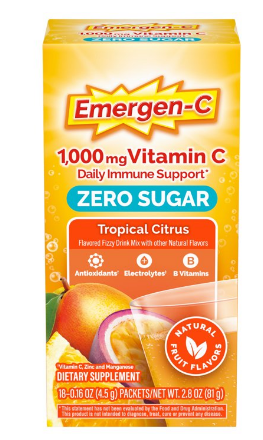 EMERGEN C ZERO SUGAR TROPICAL CITRUS 18 CT