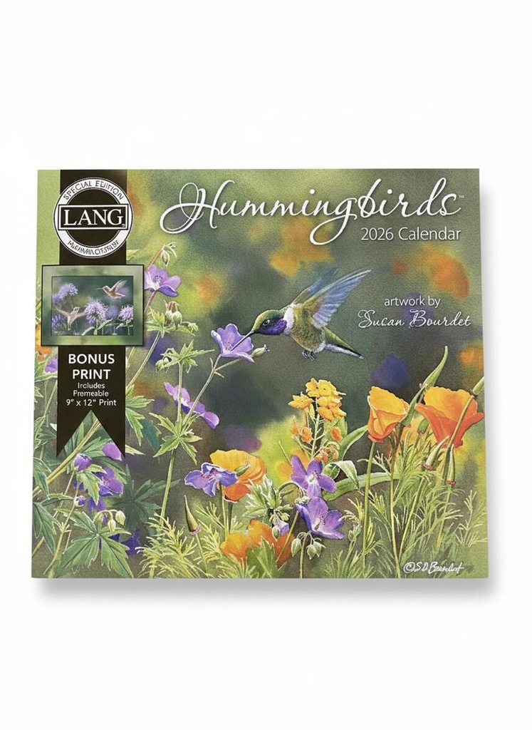 CALENDARIO 2026 HUMMING BIRDS ARTWORK BY SUSAN BOURDET