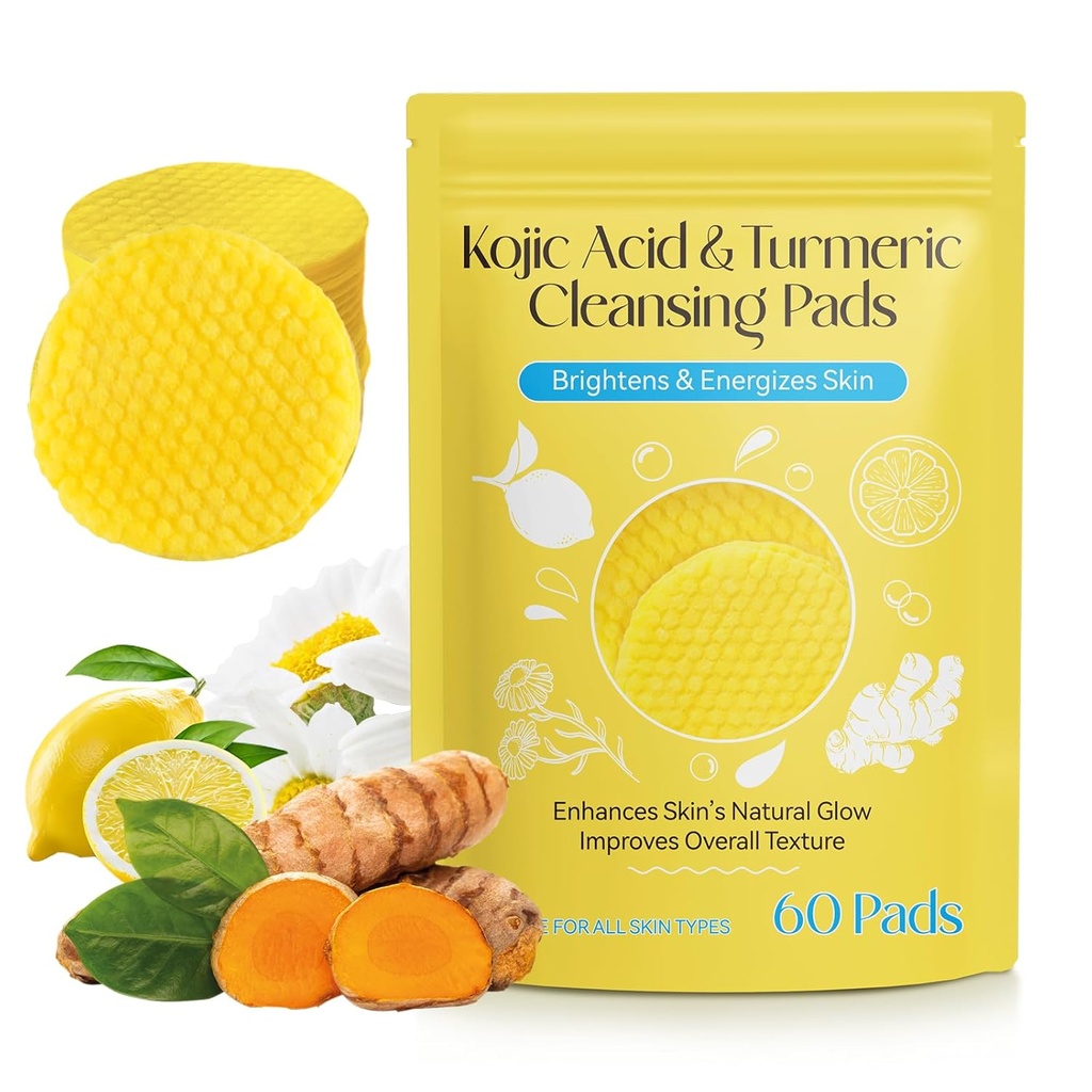 ALMOHADILLAS LIMPIADORAS DE ACIDO KOJICO Y CURCUMA PARA LA CARA 60 PADS IKZEE