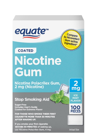 EQUATE NICOTINE GUM STOP SMOKING AID 2MG  X 100 PC