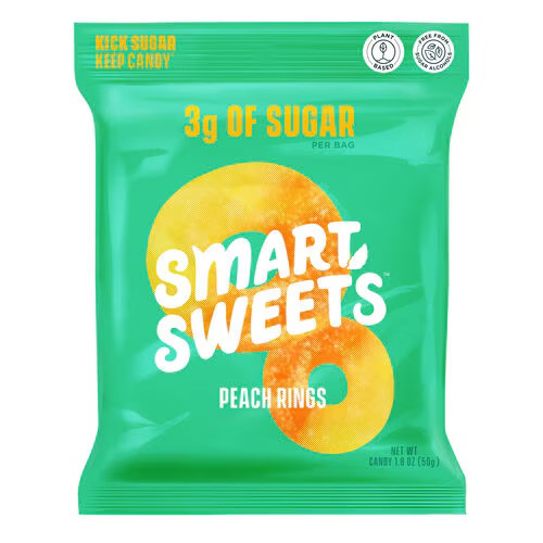 SMART WEETS PEACH RINGS KICK SUGAR KEEP CANDY 50GR OFERTA