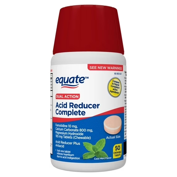 EQUATE DUAL ACTION ACID REDUCER COMPLETE COOL MINT 50 CHEWABLE OFERTA