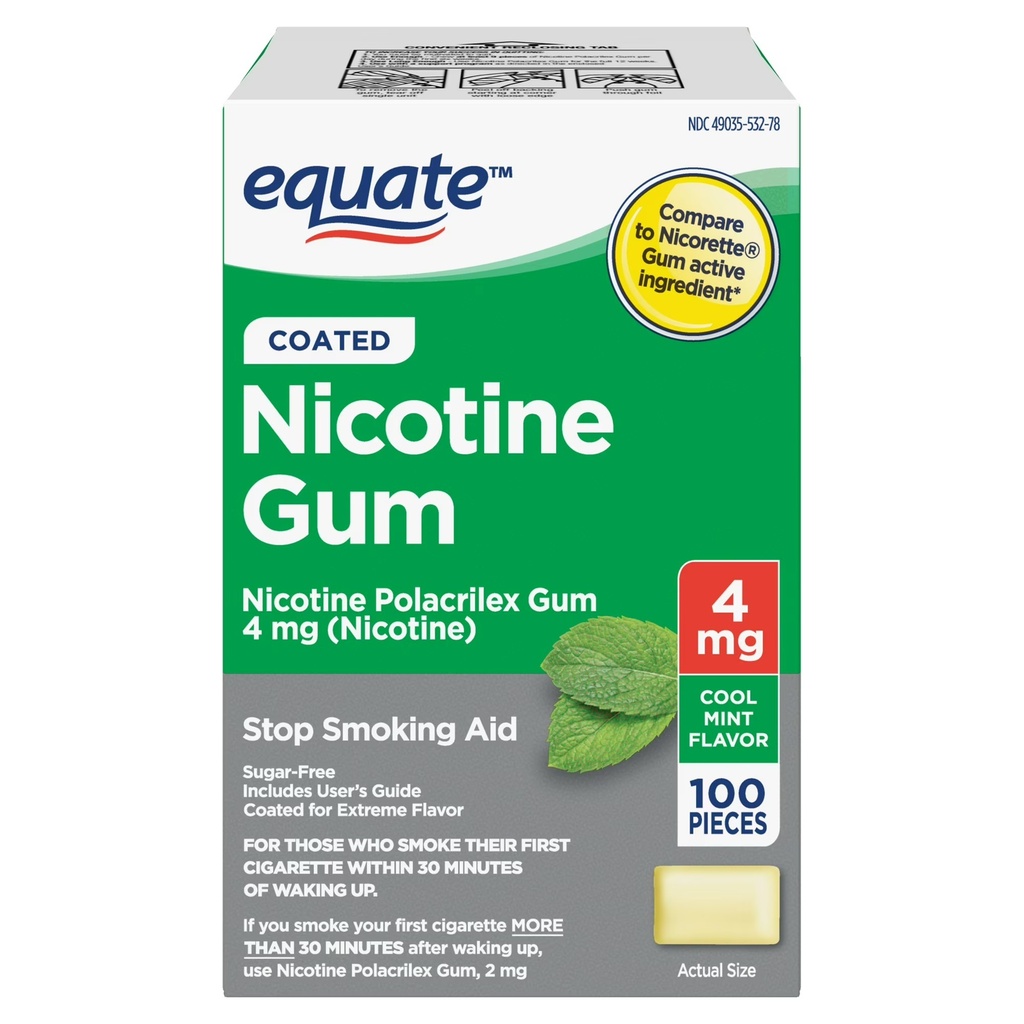 EQUATE NICOTINE GUM STOP SMOKING AID 4MG  X 100 PC OFERTA