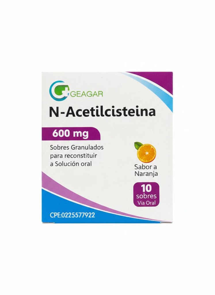 N -ACETILCISTEINA 600MG 10 SOBRES SABOR A NARANJA GEAGAR
