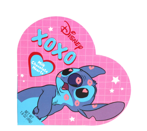 CAJA DE CORAZON  DE CHOCOLATE CON LECHE STITCH 45 GR