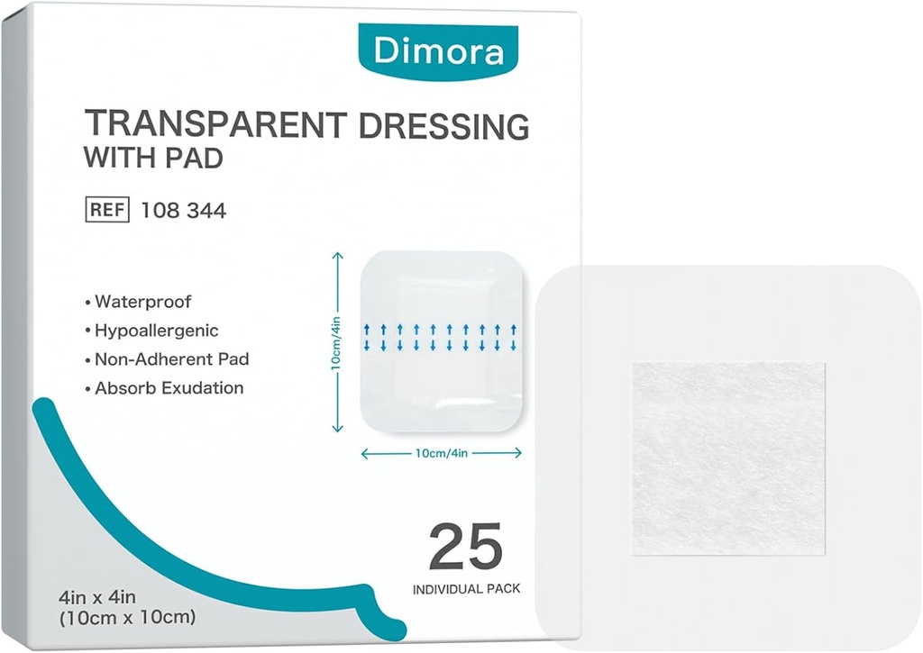 VENDAS ADHESIVOS TRANSPARENTES 10CM X 10CM 25 UNID DIMORA