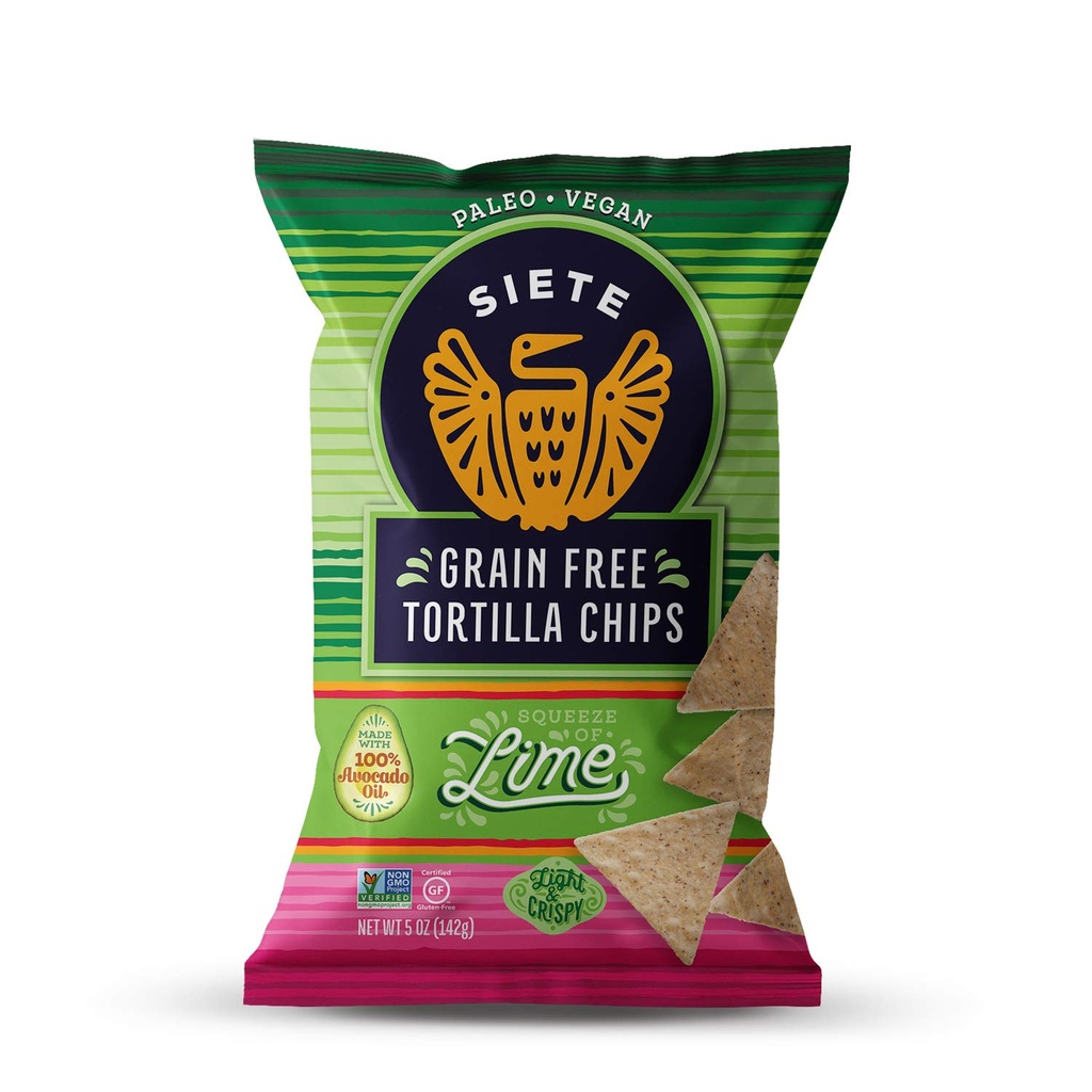 TORTILLA CHIPS SEA SALT AVOCADO OIL SIETE 142 GR