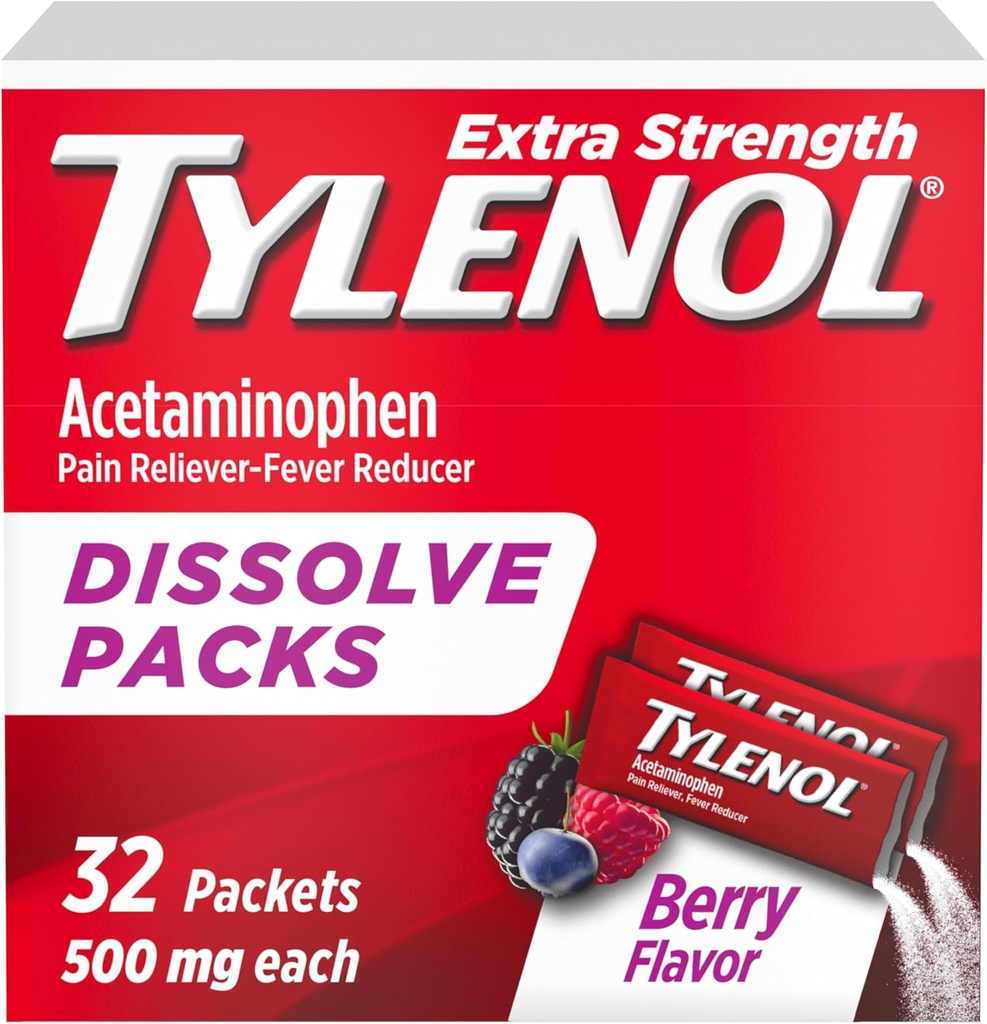 TYLENOL EXTRA STRENGTH DISSOLVE PACKS BERRY ADULTS 30 UNID