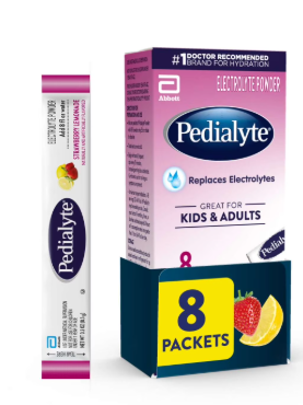 PEDIALYTE KIDS & ADULTS STRAWBERRY LEMONADE 8 PACKETS