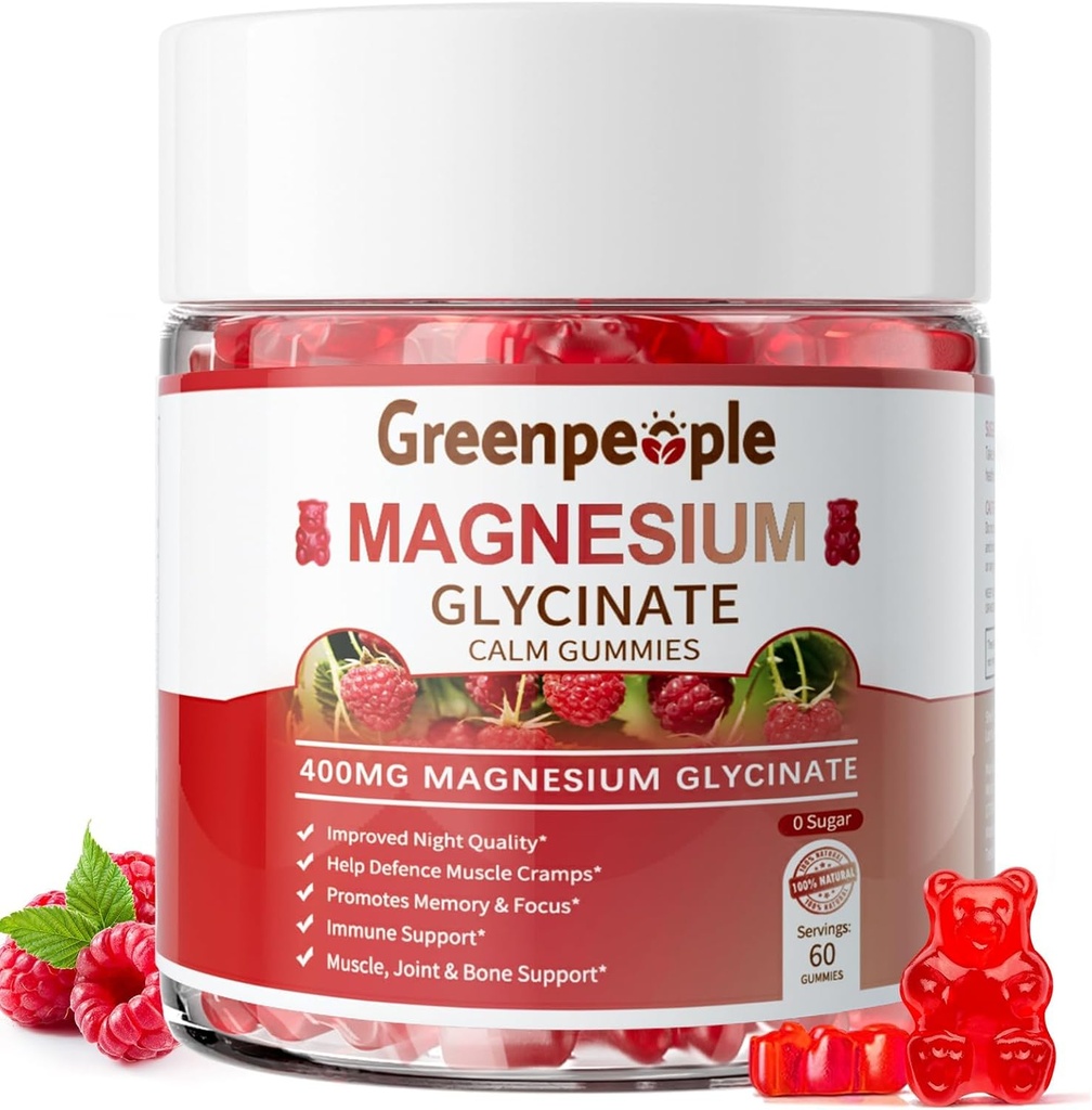 MAGNESIUM GLYCINATE SUGAR FREE GREENPEOPLE 400 MG 60 GUMMIES FRESA