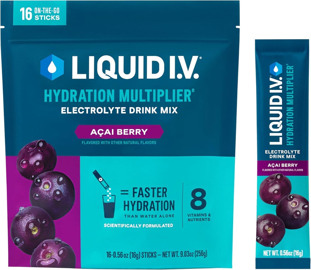 ELECTROLITE DRINK MIX ACAI BERRY SUGAR FREE 16 STICKS LIQUID I.V