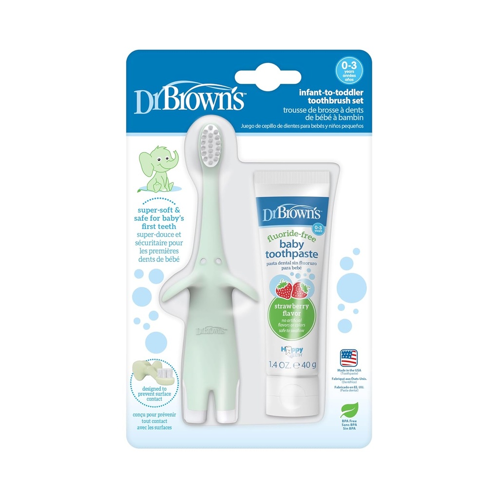 DR BROWNS CEPILLO DENTAL INFANTIL ELEFANTE + CREMA 0-3AÑOS