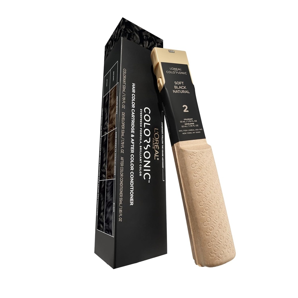 COLORSONIC - CARTUCHO PERMANENTE DE TINTE COBERTURA DE CANAS SOFTBLACK BLACK 2 LOREAL PARIS