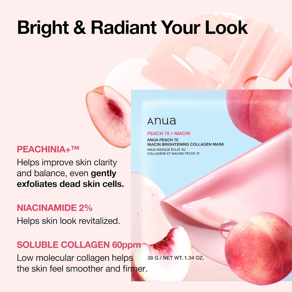MASCARILLA DE COLAGENO + NIACINAMIDA BRILLANTE DE MELOCOTON ANUA