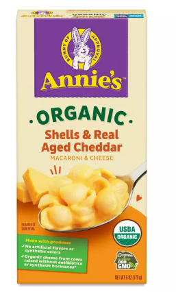 ANNIES ORGANIC SHELLS & REAL AGED CHEDDAR 170 G