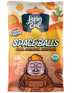 SPACE BALLS REAL ORGANIC CHEDDAR 17G LESSER EVIL