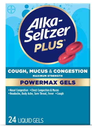 ALKA -SELTZER PLUS COUGH, MUCUS & CONGESTION MAXIMUN STRENGTH POWERMAX GELS 24 LIQUID GELS