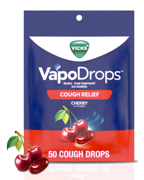 VAPODROPS VICKS COUGH RELIEF CHERRY FLAVORED 50 DROPS