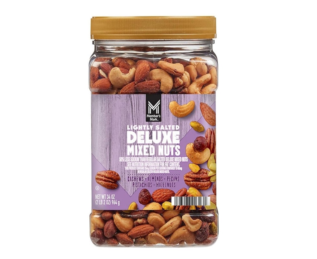DELUX MIXED NUTS LIGHTLY SALTED 964 G MEMBERS MARK