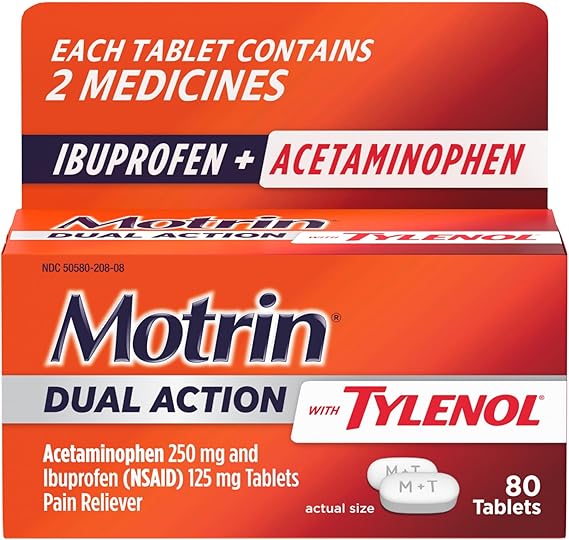 MOTRIN DUAL ACTION TYLENOL 250MG/125MG X 80 TABLETS