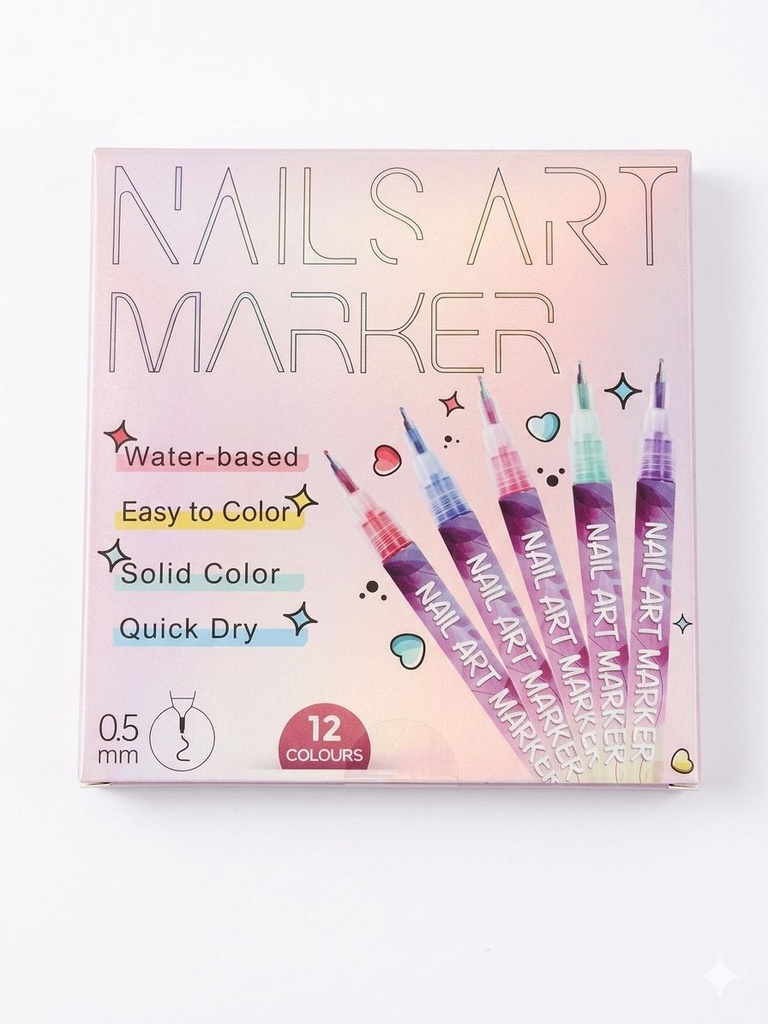 JUEGO DE BOLIGRAFOS PARA ARTE DE UÑAS 12-PC