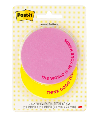 POST-IT NOTES CIRCULARES ROSA Y AMARILLO 2 BLOCKS