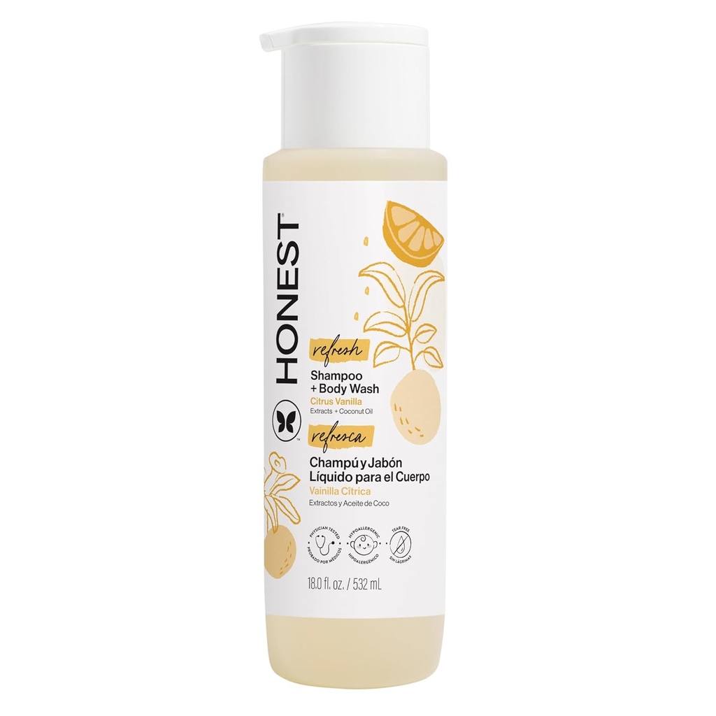 SHAMPOO + BODY WASH HONEST CITRUS VAINILLA 532 ML