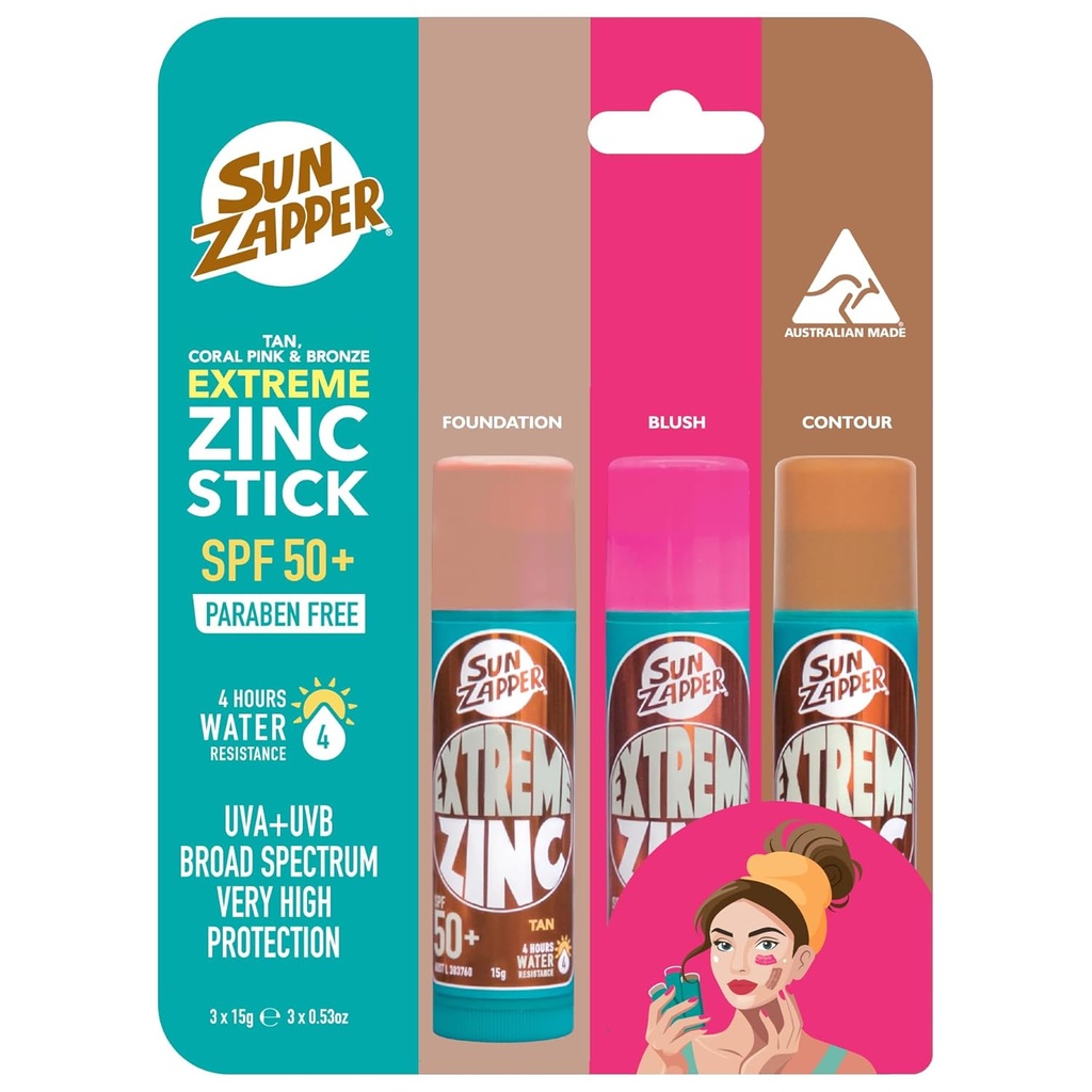 SUN ZAPPER EXTREME PAQUETE DE 3 STICK BEAUTY SPF50