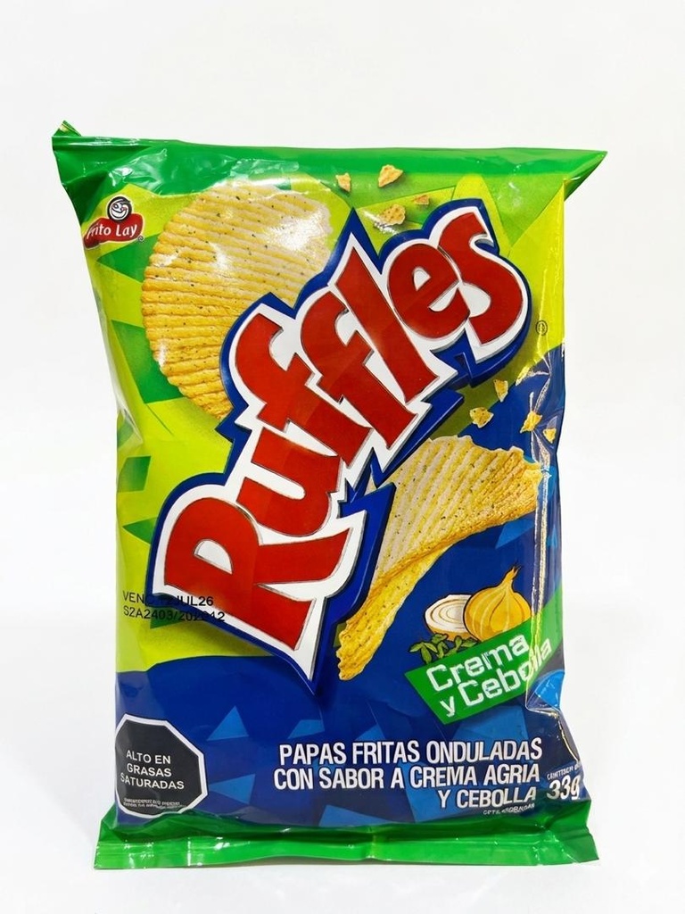 PAPAS FRITO LAY CREMA Y CEBOLLA RUFFLES  33 GR OFERTA