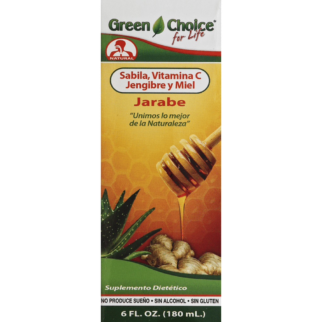 ALOE- VITAMINA C - GINGER & HONEY JARABE GREEN CHOICE 180 ML OFERTA