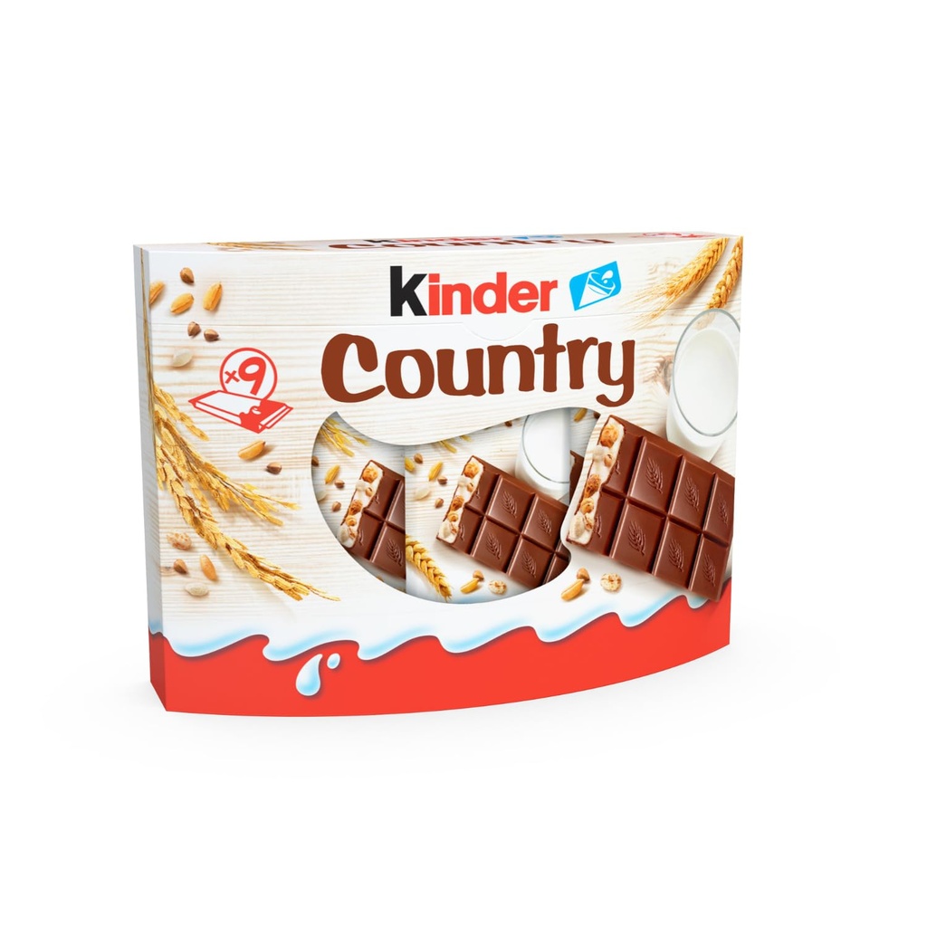 KINDER COUNTRY CHOCOLATE CON LECHE - 9 UNID.