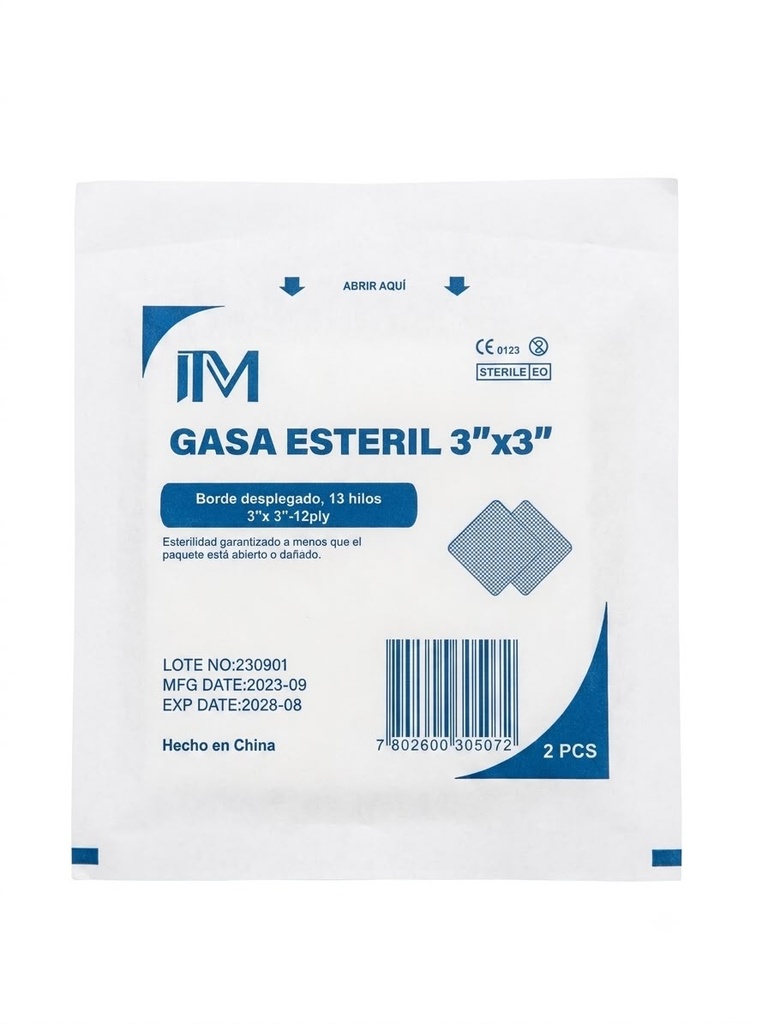 GASAS ESTÉRIL 3 X 3 ESTERIL 1 SOBRE ITM