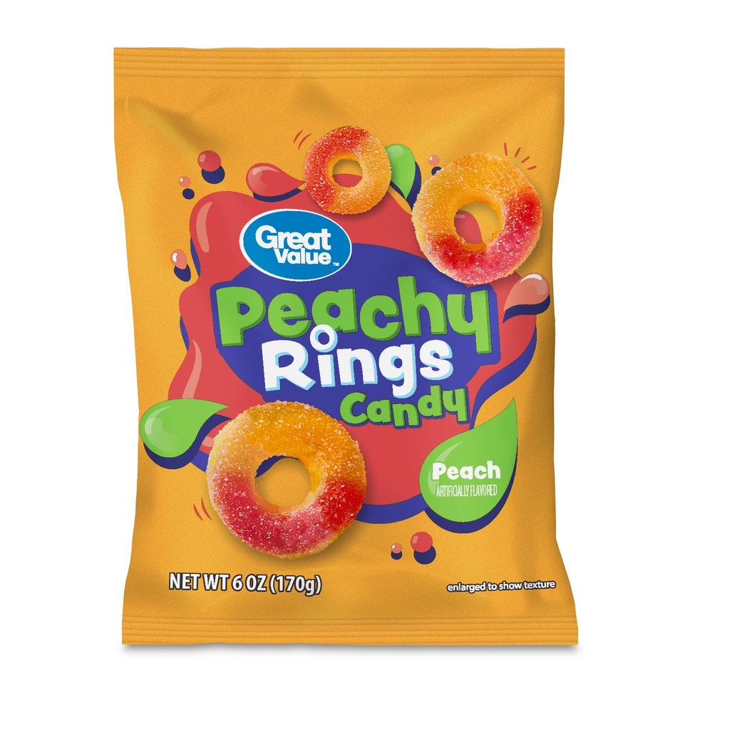 GOMITAS GREAT VALUE PEACH RINGS CANDY 170 G