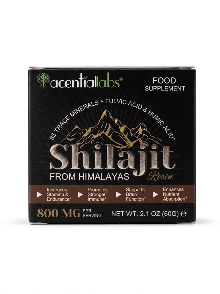 SHILAJIT 800MG RESIN FORM 60G ACENTIALABS
