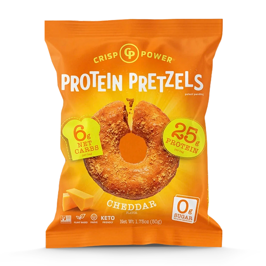 PROTEIN PRETZELS CRISP POWER CHEDDAR 25G PROTEIN 50 GR
