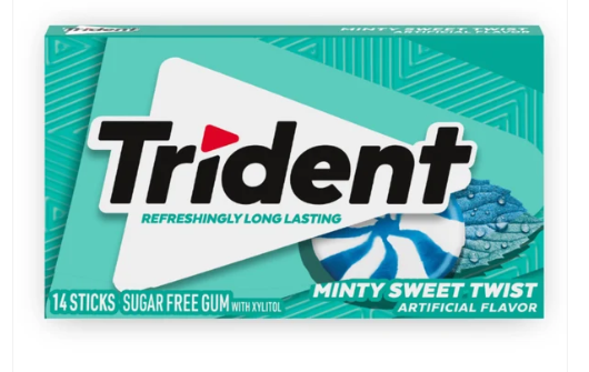 CHICLE TRIDENT MINTY SWEET TWIST 14 STICKS