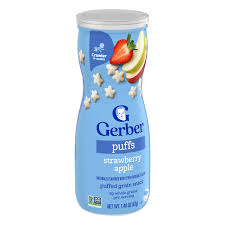 CEREAL GERBER PUFFS VALUE PACK STRAWBERRY APPLE 8 X 42 GR