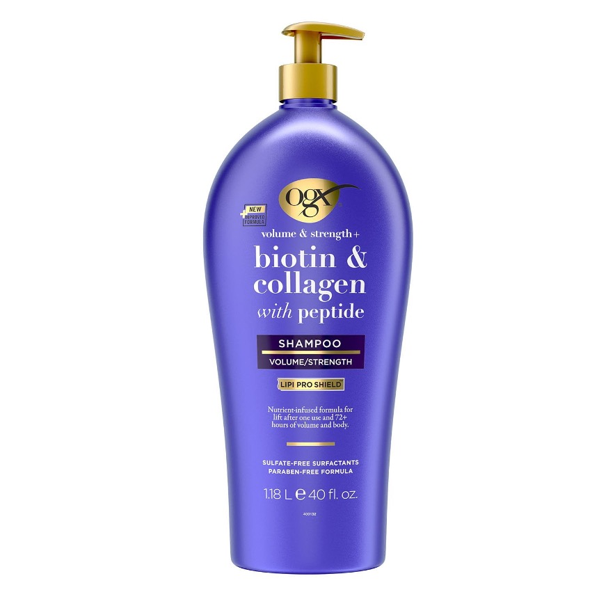 SHAMPOO OGX VOLUME & STRENGTH + BIOTIN & COLLAGEN WITH PEPTIDE X 1.18 LTS
