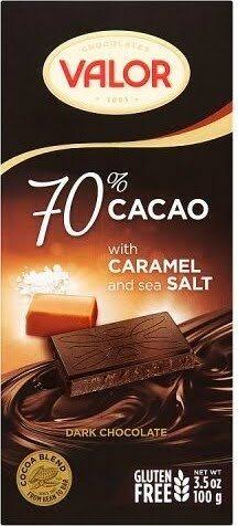 CHOCOLATES VALOR 70% CARAMELO & SAL CACAO 100 GR