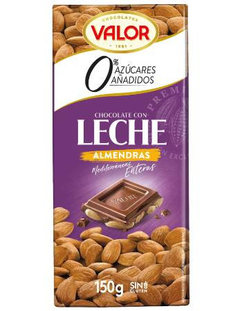 CHOCOLATES VALOR CON LECHE ALMENDRAS CACAO 150 GR