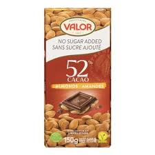 CHOCOLATES VALOR 52% CACAO ALMENDRAS CACAO 150 GR
