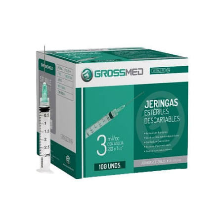 JERINGA 3ML 21G X 1 1/2" UND GROSSMED