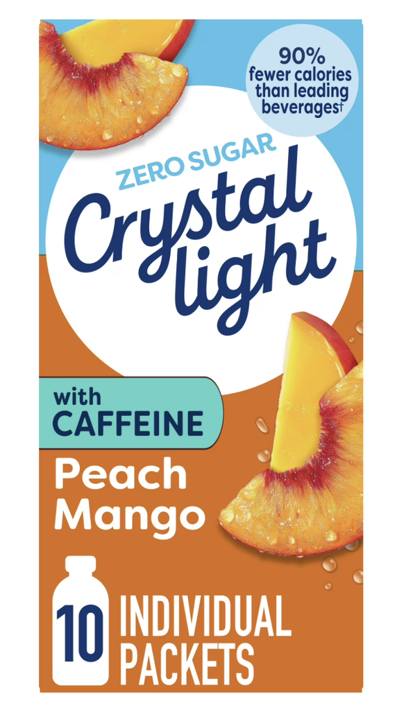 CRYSTAL LIGHT CON CAFEINA DURAZNO MANGO 10 SOBRES