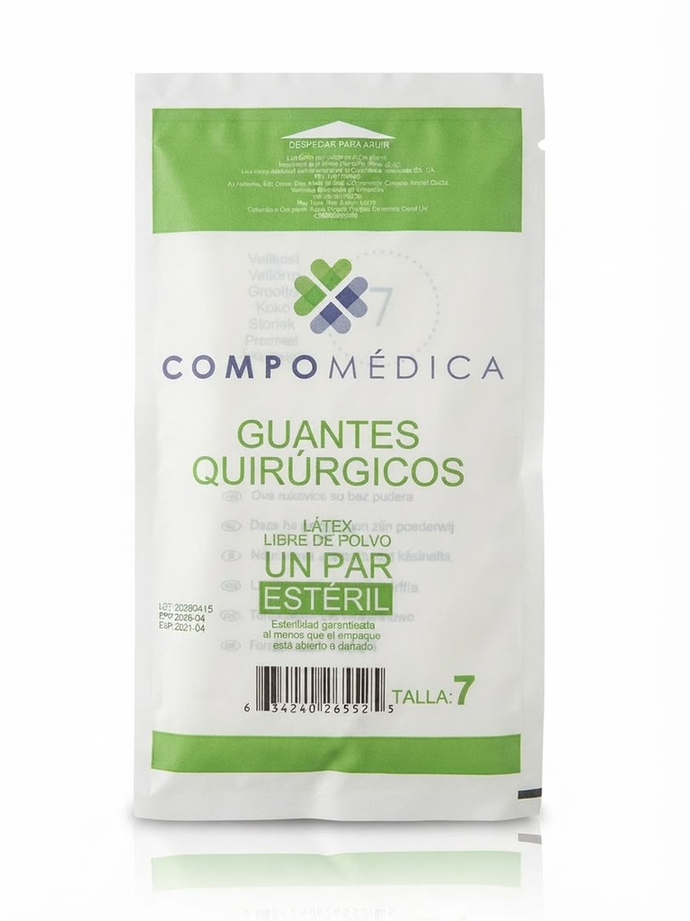 GUANTES QUIRURGICOS TALLA 7 UND