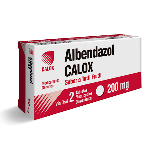 ALBENDAZOL 200 MG 2 TAB SABOR TUTTI FRUTTI CALOX