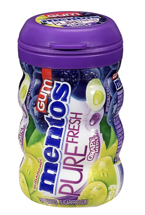 MENTOS GUM PURE FRESH GRAPE MEDDLEY 50 PIECES