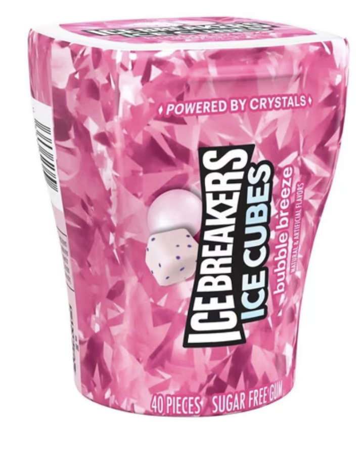 CHICLE ICE BREAKERS ICE CUBE BUBBLE BREEZE 40 CT
