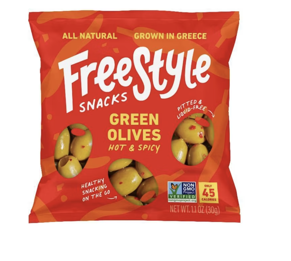 FREESTYLE SNACKS GREEN OLIVES HOT & SPICY 30 GR